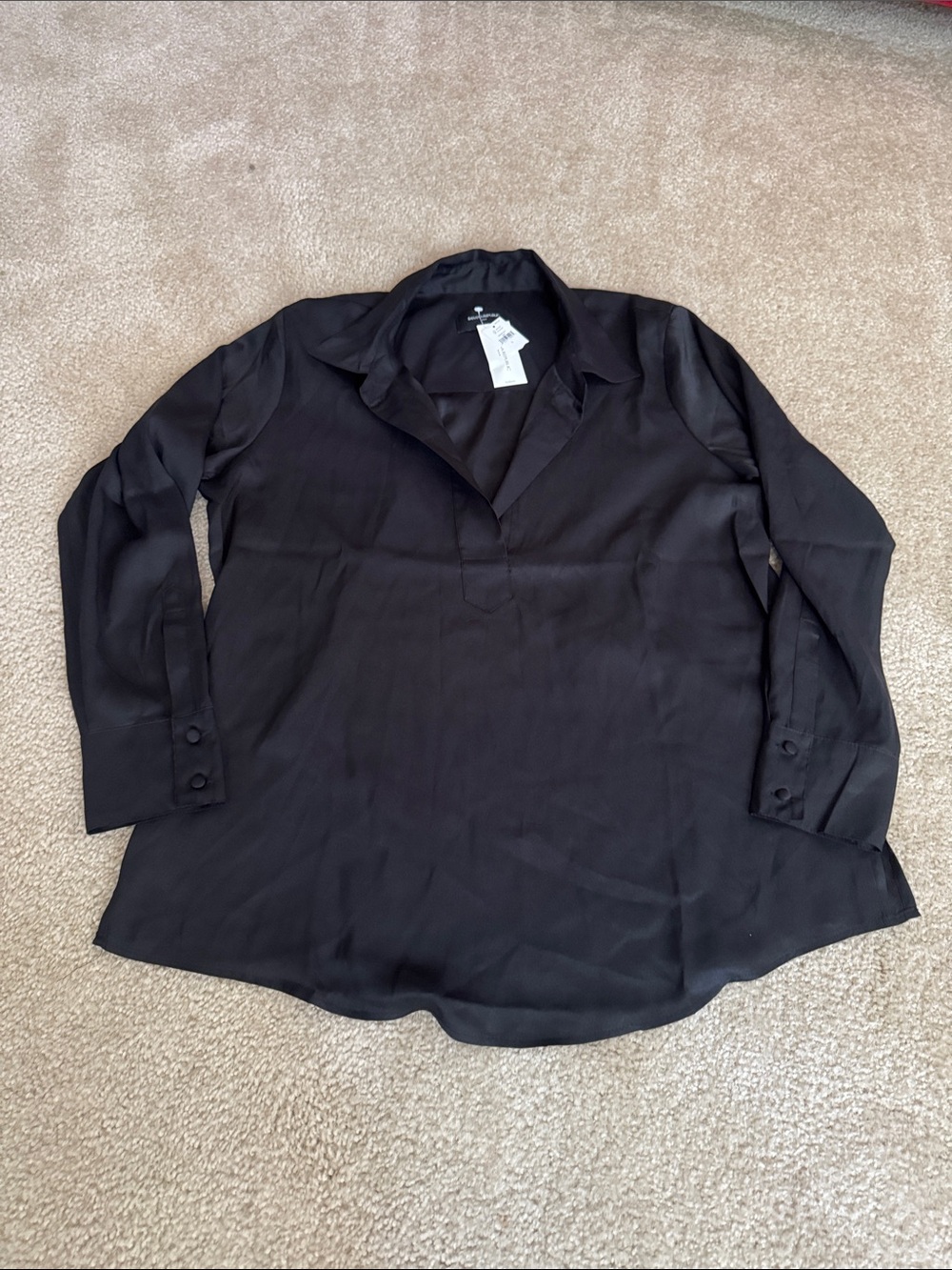 Banana Republic Black Long Sleeve V-Neck Blouse large